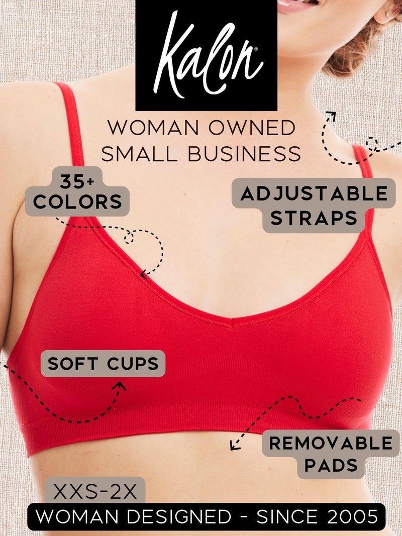 Kalon Womenâ€™s 4 Pack Demi Padded Bralette Wireless Comfortable Bra (S/M, Red Basics) - Image 4